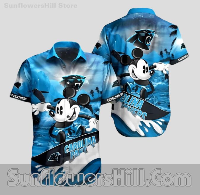 Carolina Panthers Surfboard Mickey Aloha Shirt for Game Day Fun