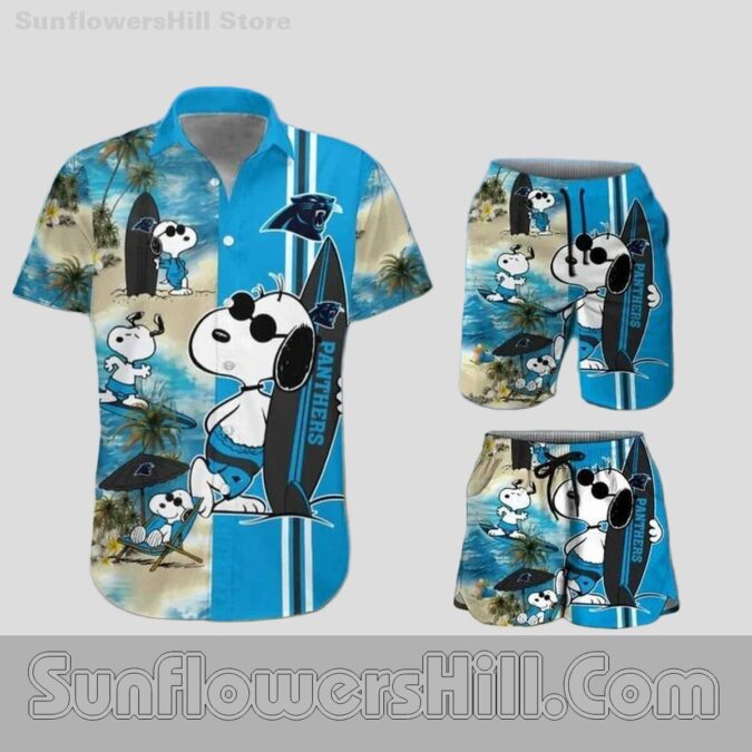 Carolina Panthers Surfboard Snoopy Hawaiian Shirt for Beach Trip Fans