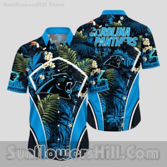 Carolina Panthers Tropical Palm Button Up Shirt for Beach Trips