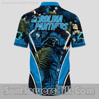 Carolina Panthers Tropical Palm Button Up Shirt for Beach Trips