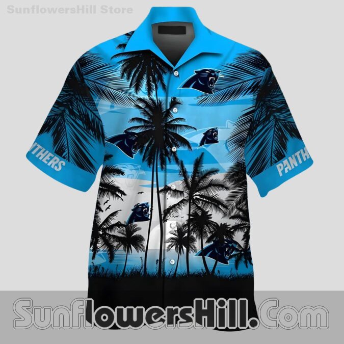 Carolina Panthers Tropical Palm Casual Shirt for Summer BBQs