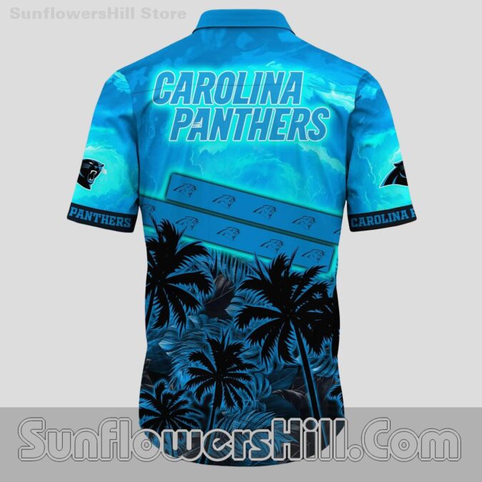 Carolina Panthers Palm Print Button Up Shirt for Beach Day Fans