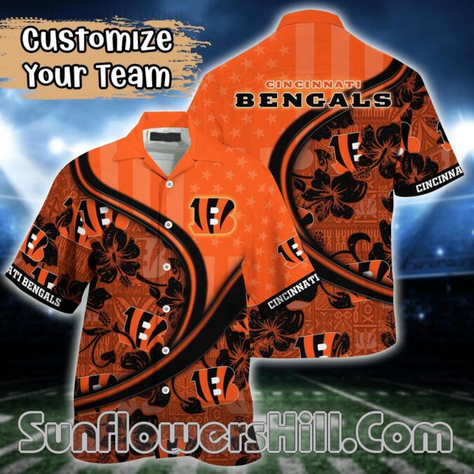 Cincinnati Bengals American Flag Aloha Shirt for Game Day Fans