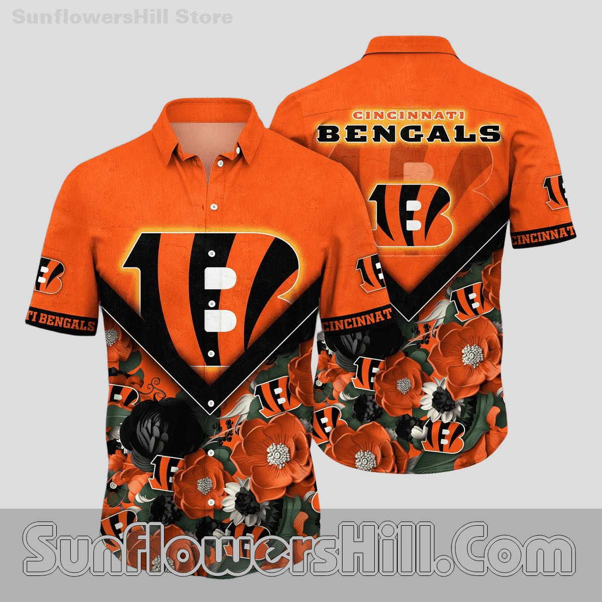 Cincinnati Bengals Chevron Rose Hawaiian Shirt for Game Day Style