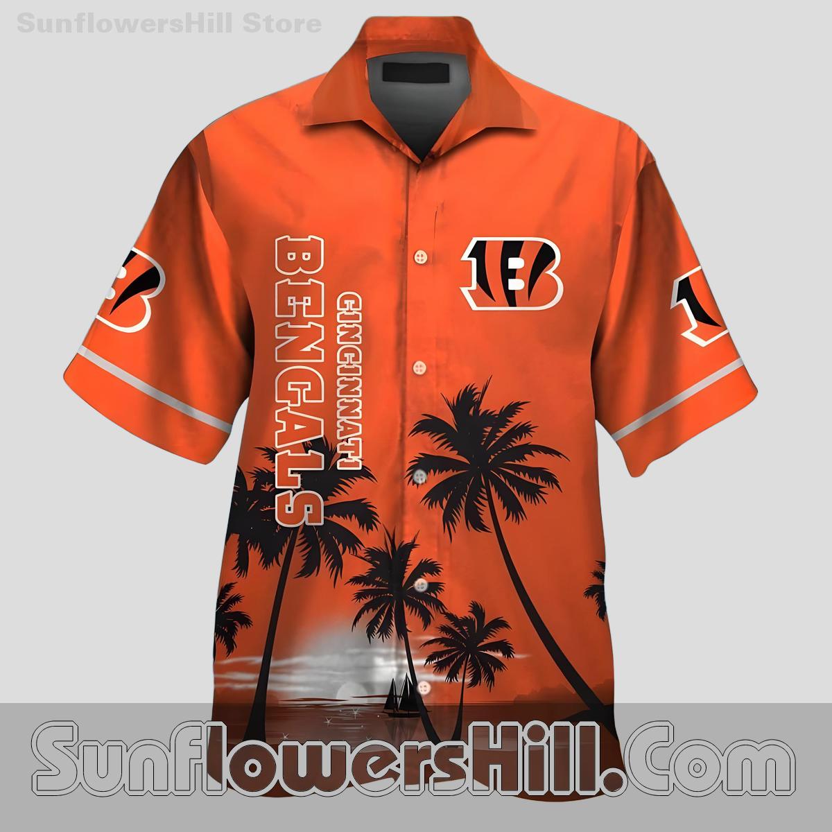 Cincinnati Bengals Coastal Silhouette Hawaiian Shirt for Football Fans