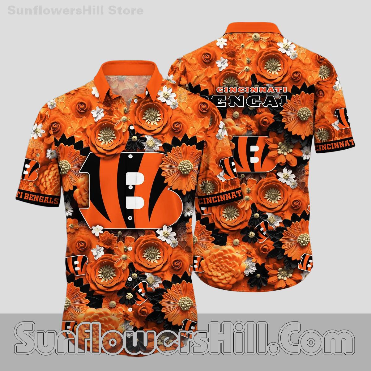 Cincinnati Bengals Floral Burst Hawaiian Shirt for Game Day Fans