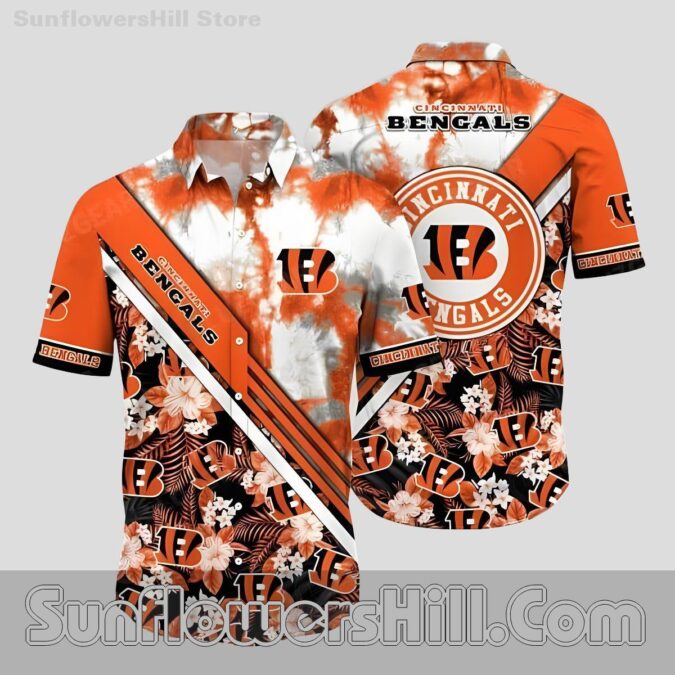 Cincinnati Bengals Hibiscus Pattern Short Sleeve Shirt for Football Lovers
