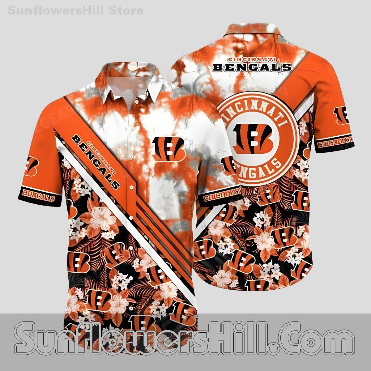 Cincinnati Bengals Hibiscus Pattern Short Sleeve Shirt for Football Lovers