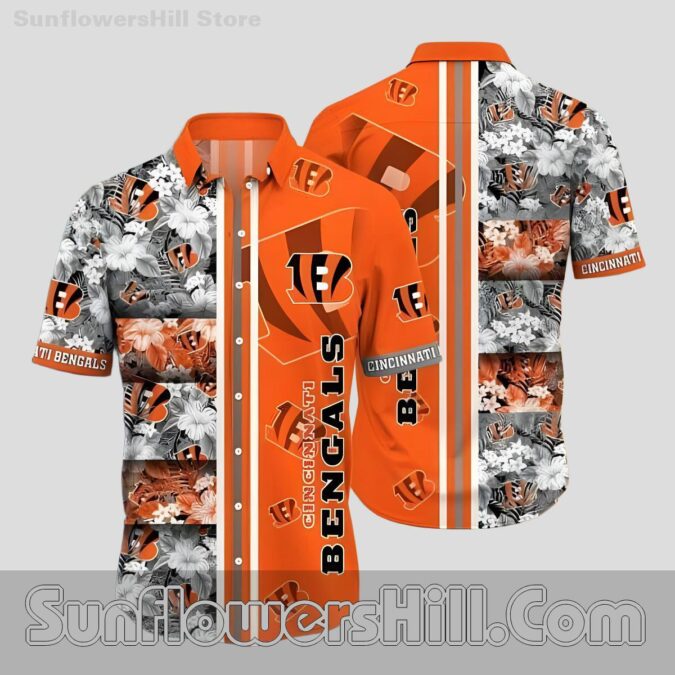 Cincinnati Bengals Orange Floral Button Up Shirt for Tailgate Fans