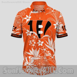 Cincinnati Bengals Orange Hibiscus Casual Shirt for Summer Cookouts