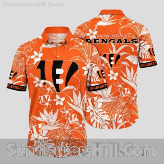 Cincinnati Bengals Orange Hibiscus Casual Shirt for Summer Cookouts