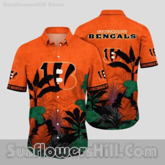 Cincinnati Bengals Orange Leaf Print Hawaiian Shirt for Summer Game Days