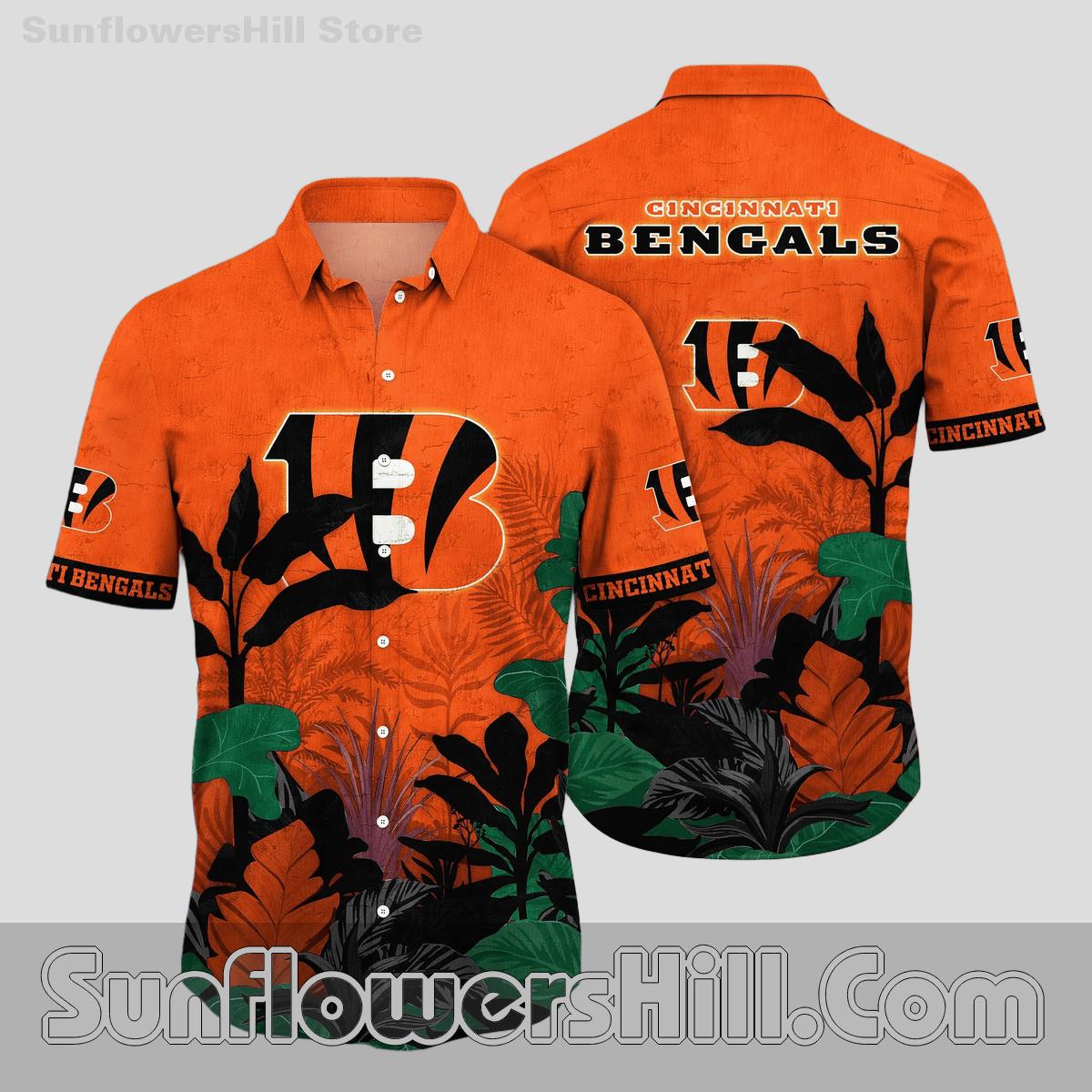 Cincinnati Bengals Orange Leaf Print Hawaiian Shirt for Summer Game Days