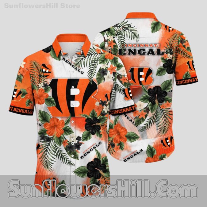 Cincinnati Bengals Palm Flower Casual Shirt for Football Sundays