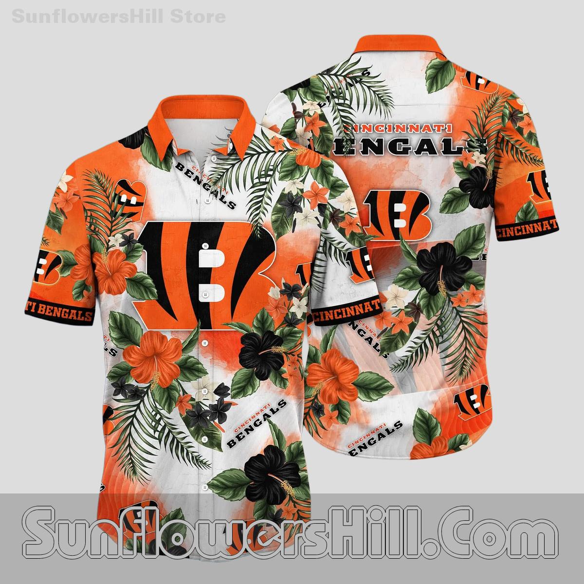 Cincinnati Bengals Palm Flower Casual Shirt for Football Sundays