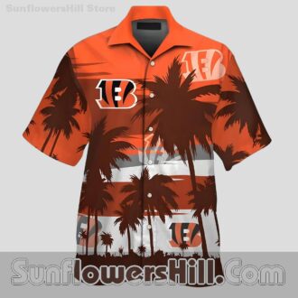 Cincinnati Bengals Palm Tree Casual Shirt for Summer BBQ and Vacations