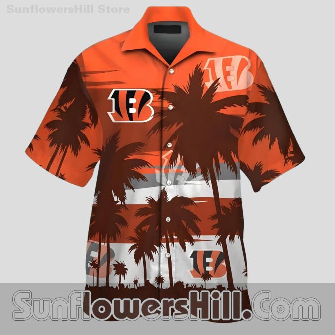 Cincinnati Bengals Palm Tree Casual Shirt for Summer BBQ and Vacations