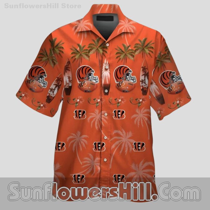 Cincinnati Bengals Palm Tree Helmet Hawaiian Shirt for Beach Tailgates