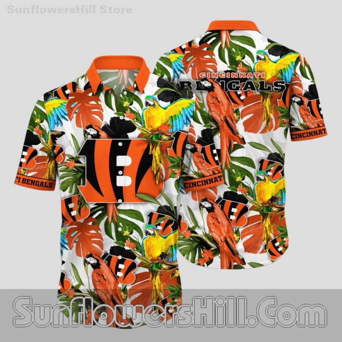 Cincinnati Bengals Parrot Print Hawaiian Shirt for Beach Trips and Game Day