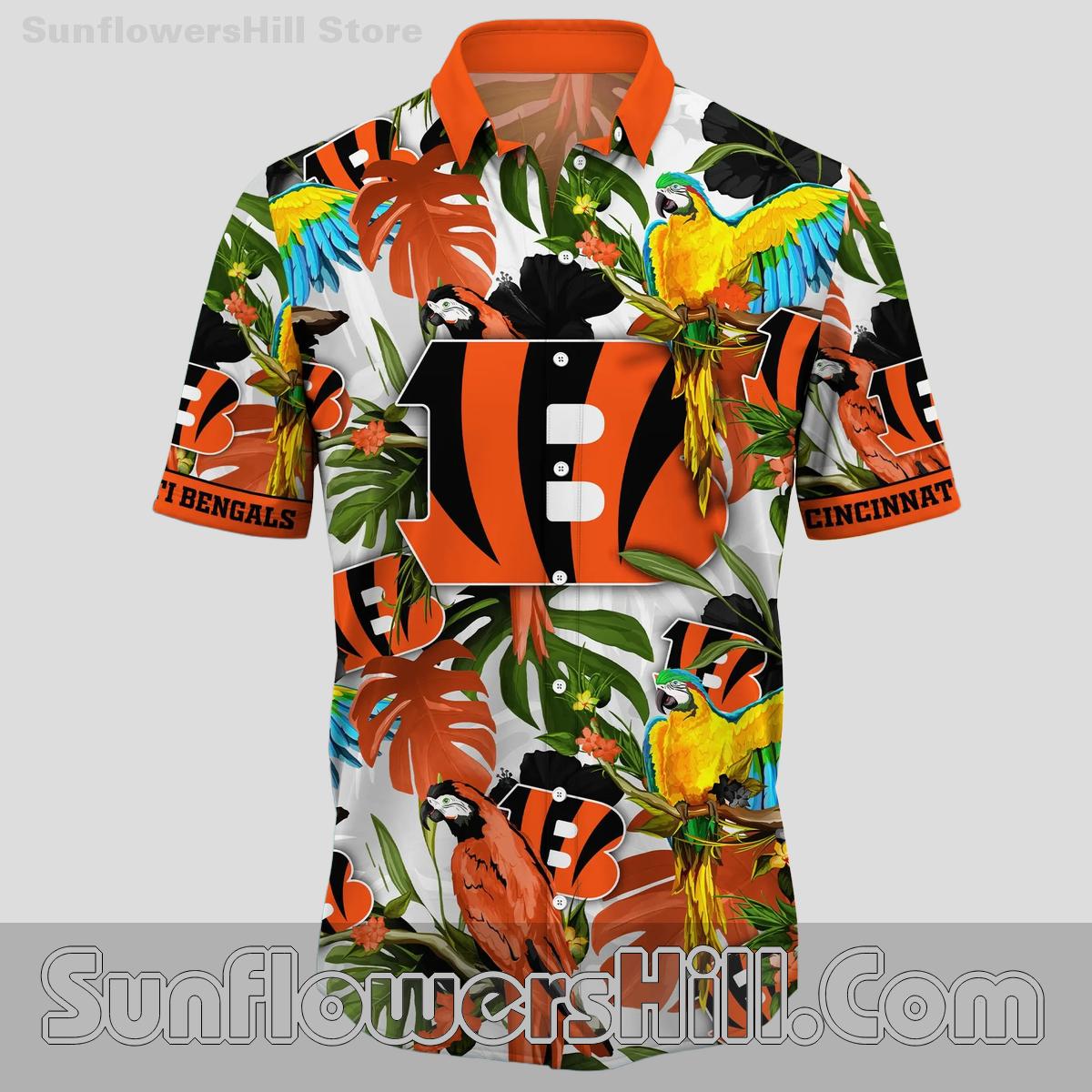 Cincinnati Bengals Parrot Print Hawaiian Shirt for Beach Trips and Game Day