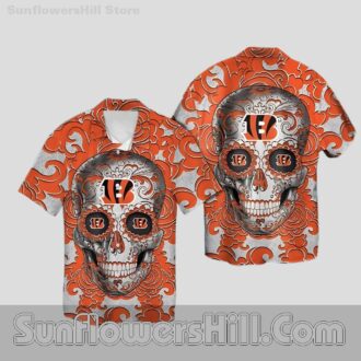 Cincinnati Bengals Sugar Skull Hawaiian Shirt for Game Day Vibes