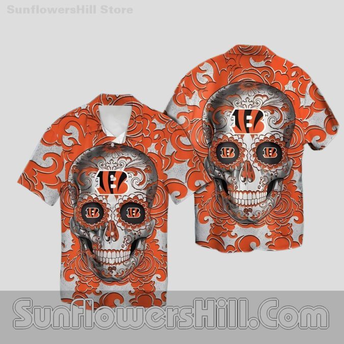 Cincinnati Bengals Sugar Skull Hawaiian Shirt for Game Day Vibes