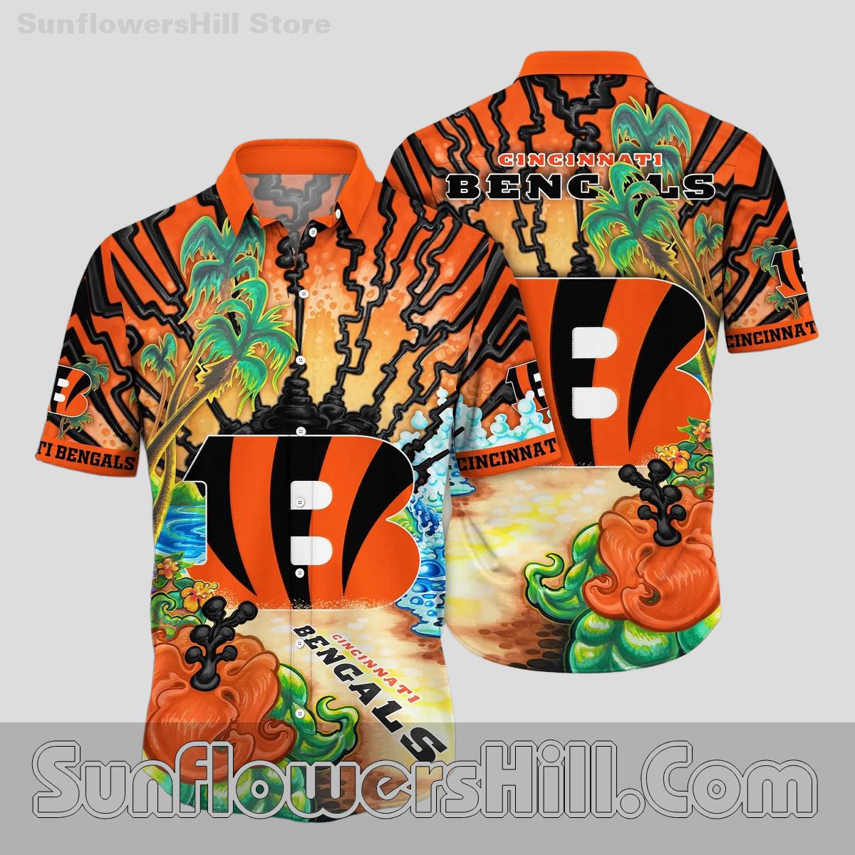 Cincinnati Bengals Sunset Volcano Hawaiian Shirt for Beach Lovers