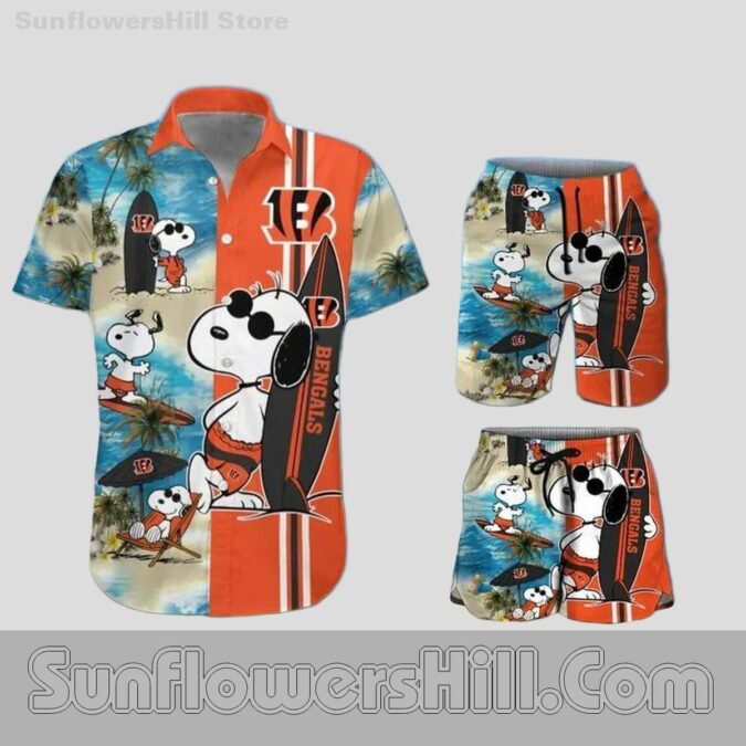 Cincinnati Bengals Surfboard Snoopy Hawaiian Shirt for Beach Trips