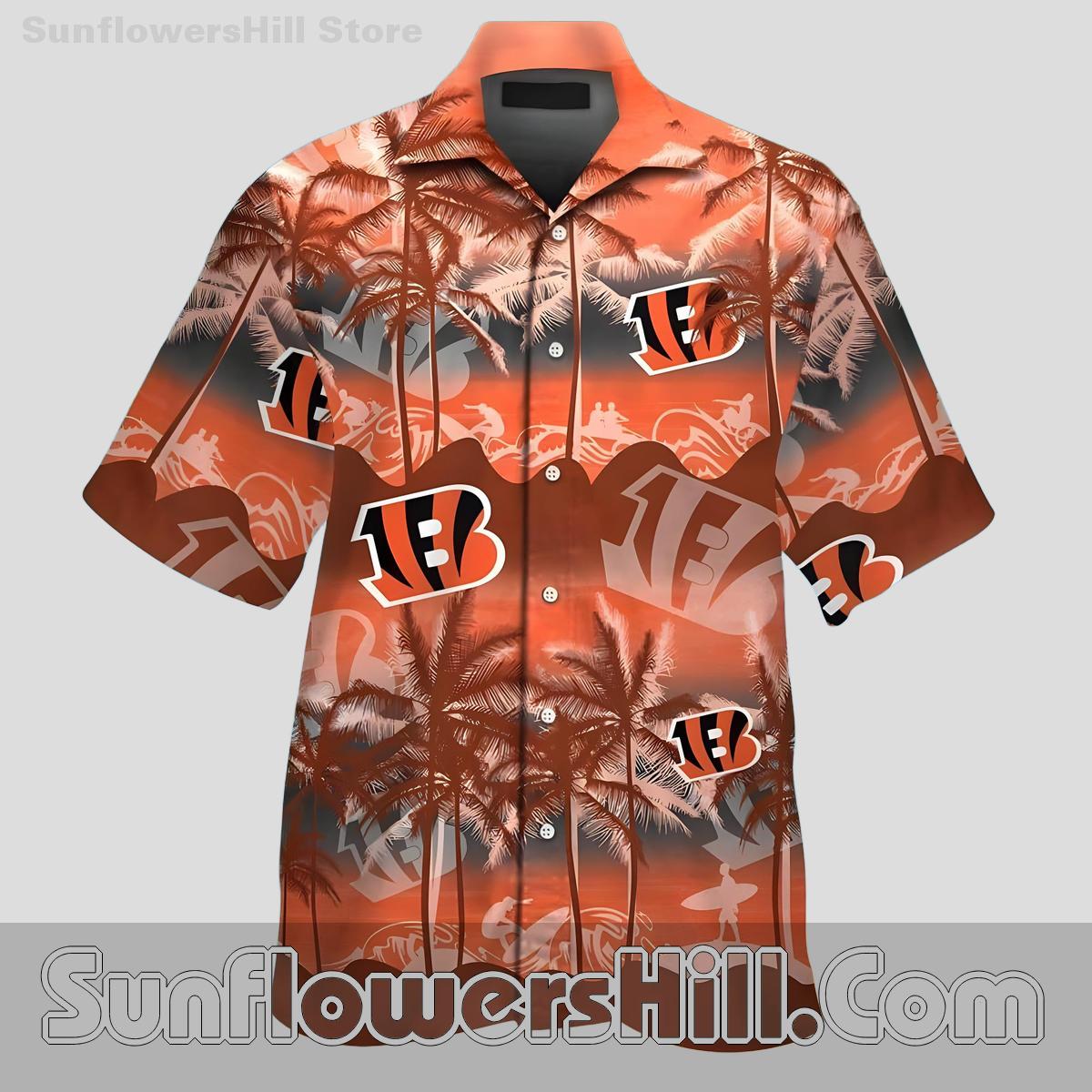 Cincinnati Bengals Surfer Sunset Hawaiian Shirt for Beach Day Fans