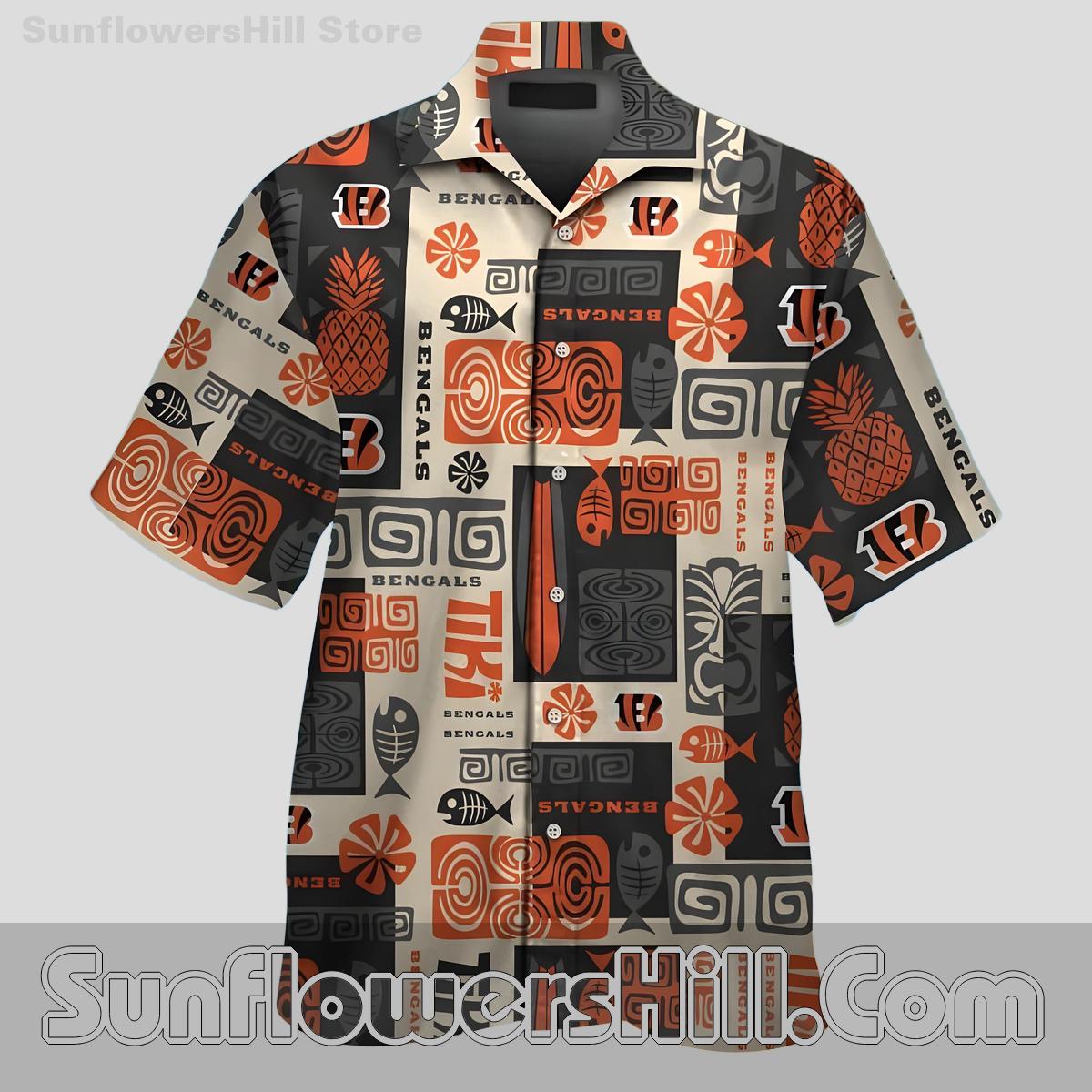 Cincinnati Bengals Tribal Patchwork Casual Shirt for Beach Fans