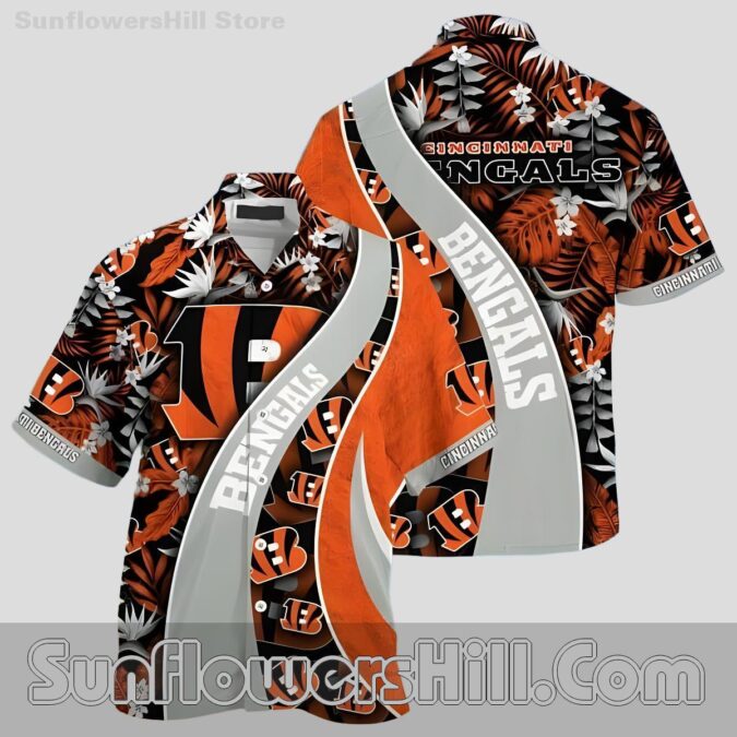 Cincinnati Bengals Tropical Logo Short Sleeve Shirt for Football Season Fun