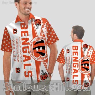 Cincinnati Bengals USA Flag Inspired Hawaiian Shirt for Game Day Fans