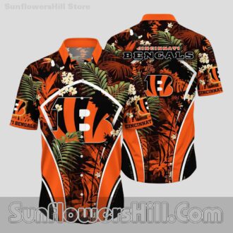Cincinnati Bengals Vibrant Orange Aloha Shirt for Vacation Vibes