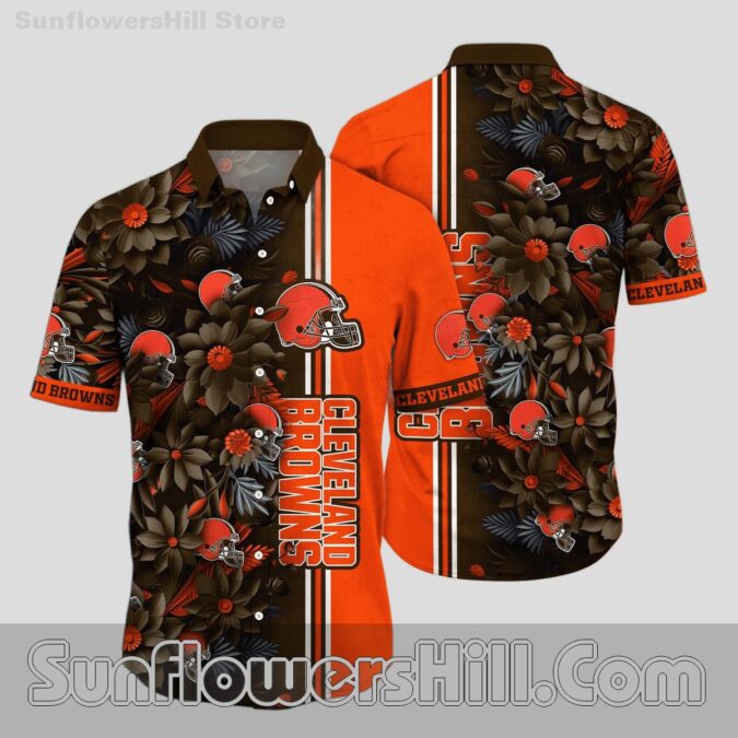 Cleveland Browns Black Leaf Aloha Shirt for Summer Parties and Football Sundays