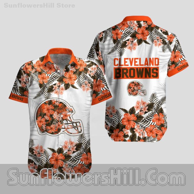 Cleveland Browns Floral Helmet Hawaiian Shirt for Game Day Fans