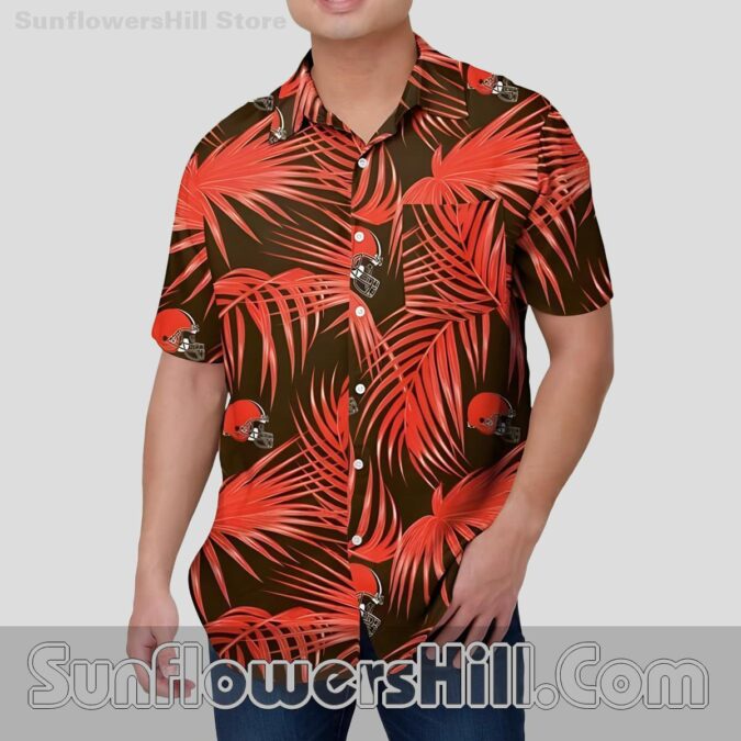 Cleveland Browns Red Palm Leaf Hawaiian Shirt for Game Day BBQs