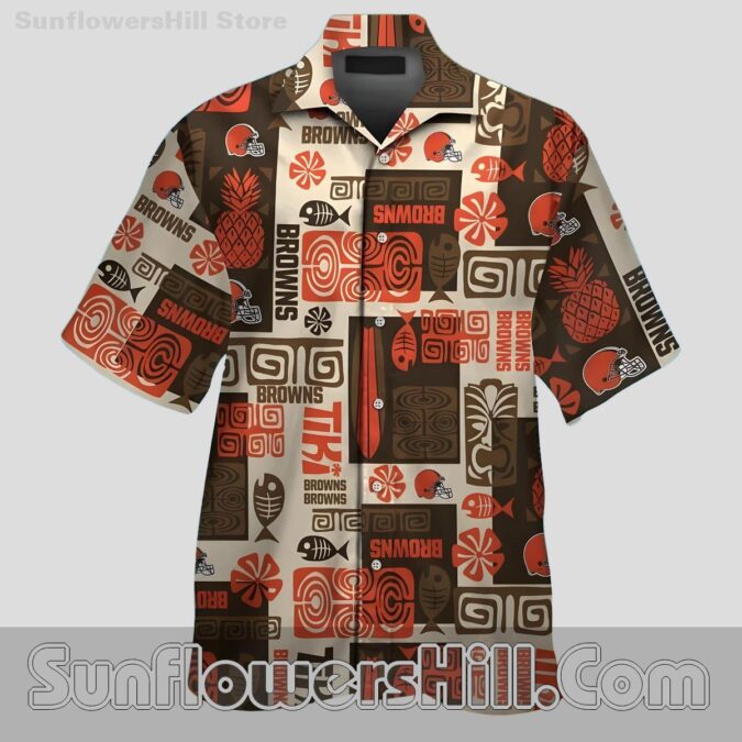 Cleveland Browns Retro Tiki Hawaiian Shirt for Game Day Tailgates