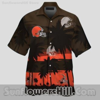Cleveland Browns Sunset Palm Tree Hawaiian Shirt for Summer Tailgates