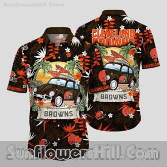 Cleveland Browns Surf Car Hawaiian Shirt for Beach Trip Fans