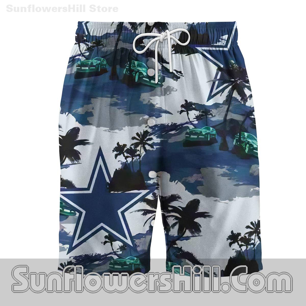 Best Seller! Cowboys Palm Tree Hawaiian Shirt & Shorts Set for Summer Tailgates & BBQ Parties