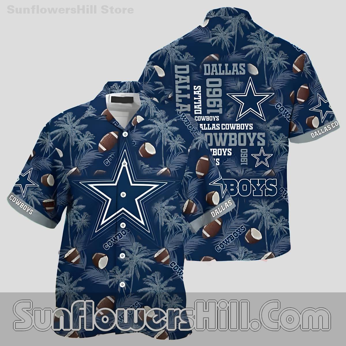Dallas Cowboys 1960 Blue Star Casual Shirt for NFL Beach Vacations