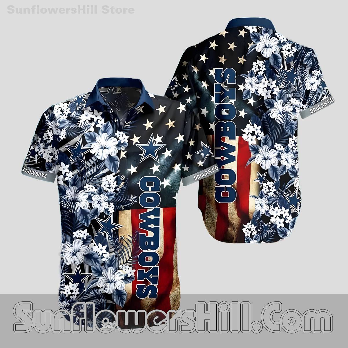 Dallas Cowboys American Flag Hawaiian Shirt for Fourth of July Fans