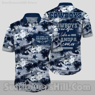 Dallas Cowboys Floral Hawaiian Shirt with Grandpa Design for Fans
