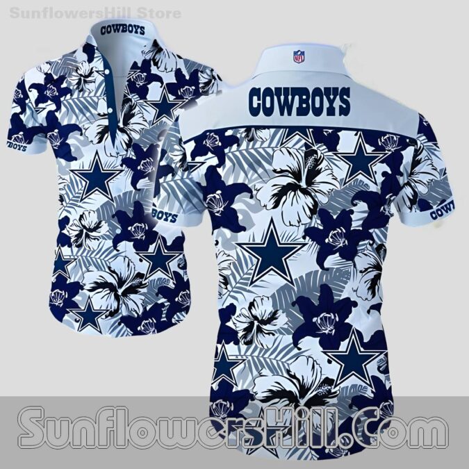 Dallas Cowboys Floral White Leaf Vintage Look Shirt for Football Dads