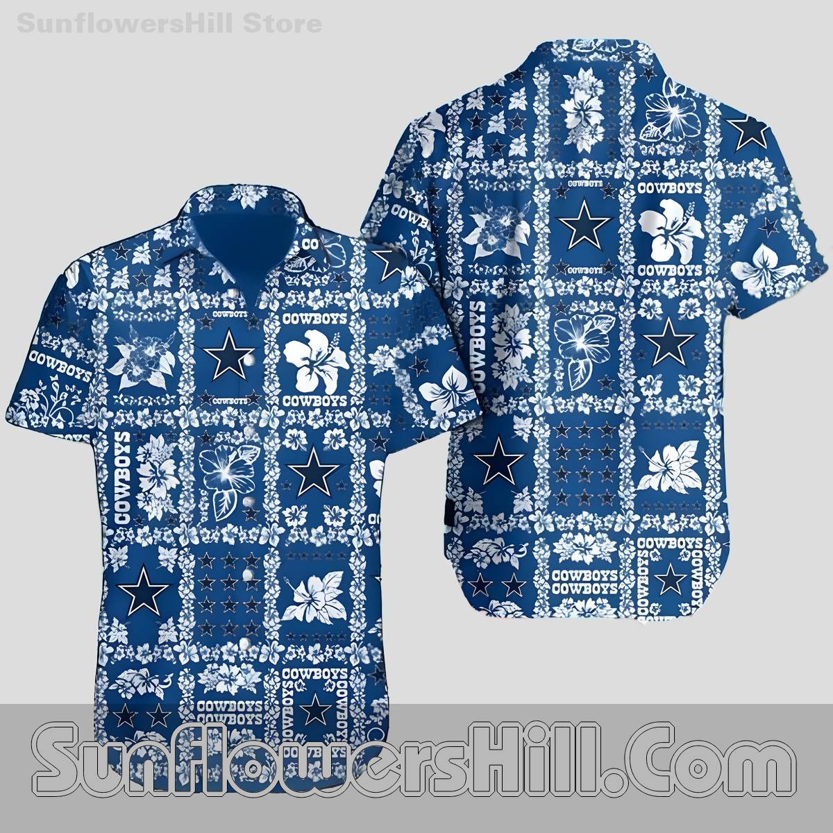 Dallas Cowboys Hibiscus Button Down Shirt for Summer Fans