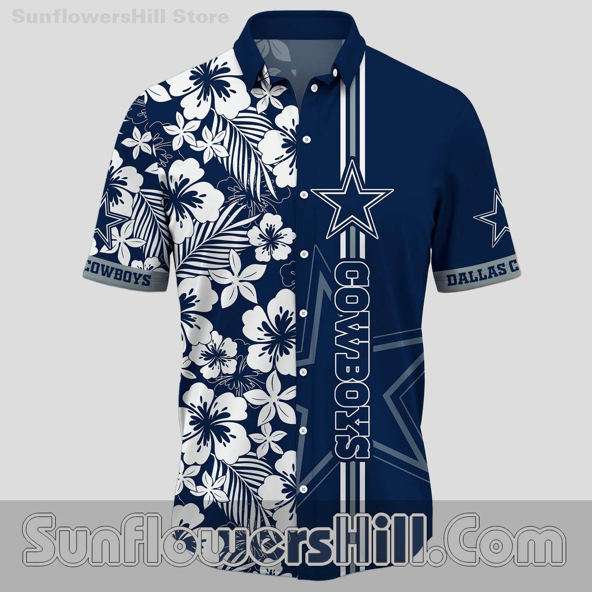Dallas Cowboys Hibiscus Floral Hawaiian Shirt for Beach Fans