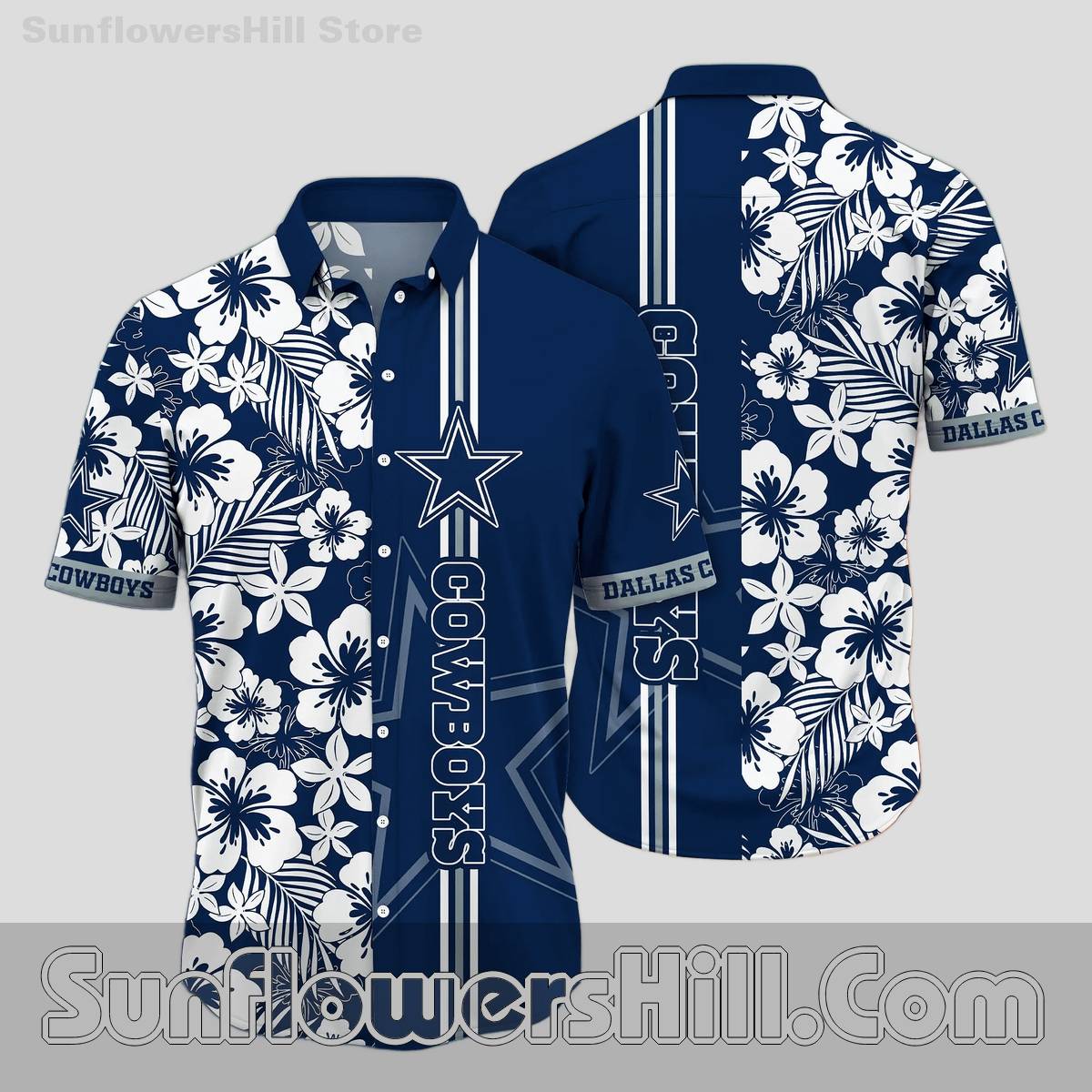 Dallas Cowboys Hibiscus Floral Hawaiian Shirt for Beach Fans