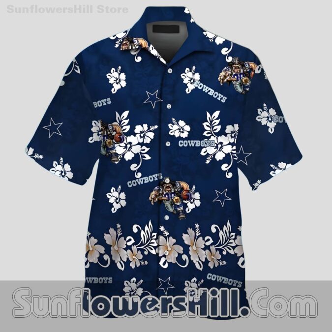 Dallas Cowboys Hibiscus Hawaiian Shirt for Summer Vacations