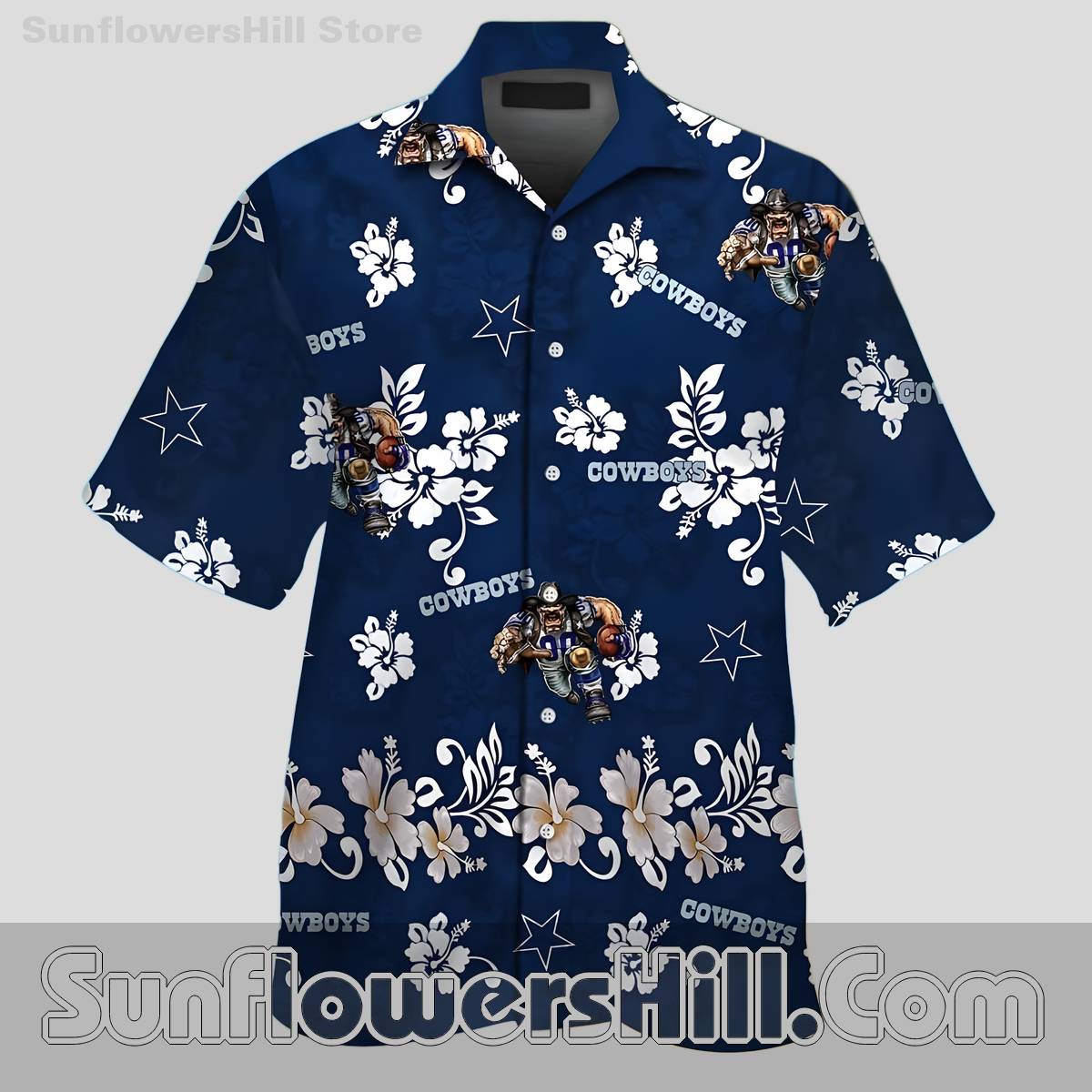 Dallas Cowboys Hibiscus Hawaiian Shirt for Summer Vacations