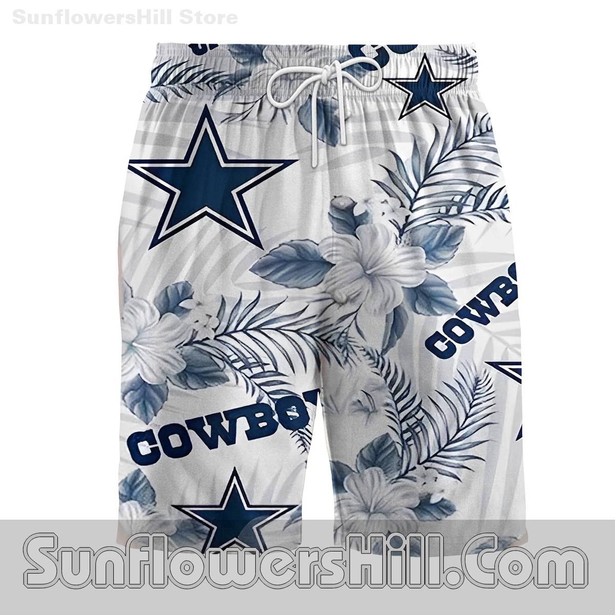Dallas Cowboys Hibiscus White Hawaiian Shirt for Beach Day Fans